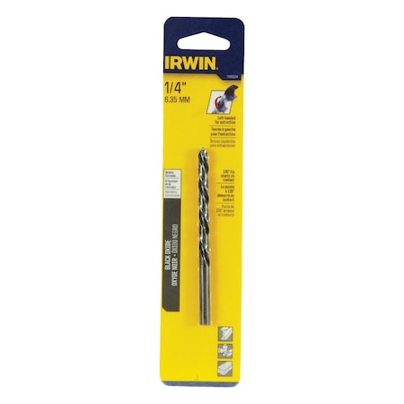Irwin Irwin 1/4 in. X 4 in. L High Speed Steel Left Hand Drill Bit Round Shank 1 pc 1789224